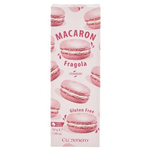 Cuorenero Fragola Macaron - makaroniki o smaku truskawkowym 42g